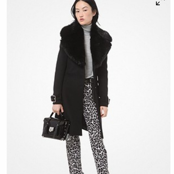 Michael Kors Faux Fur-Collar Wool Coat - Picture 2 of 5